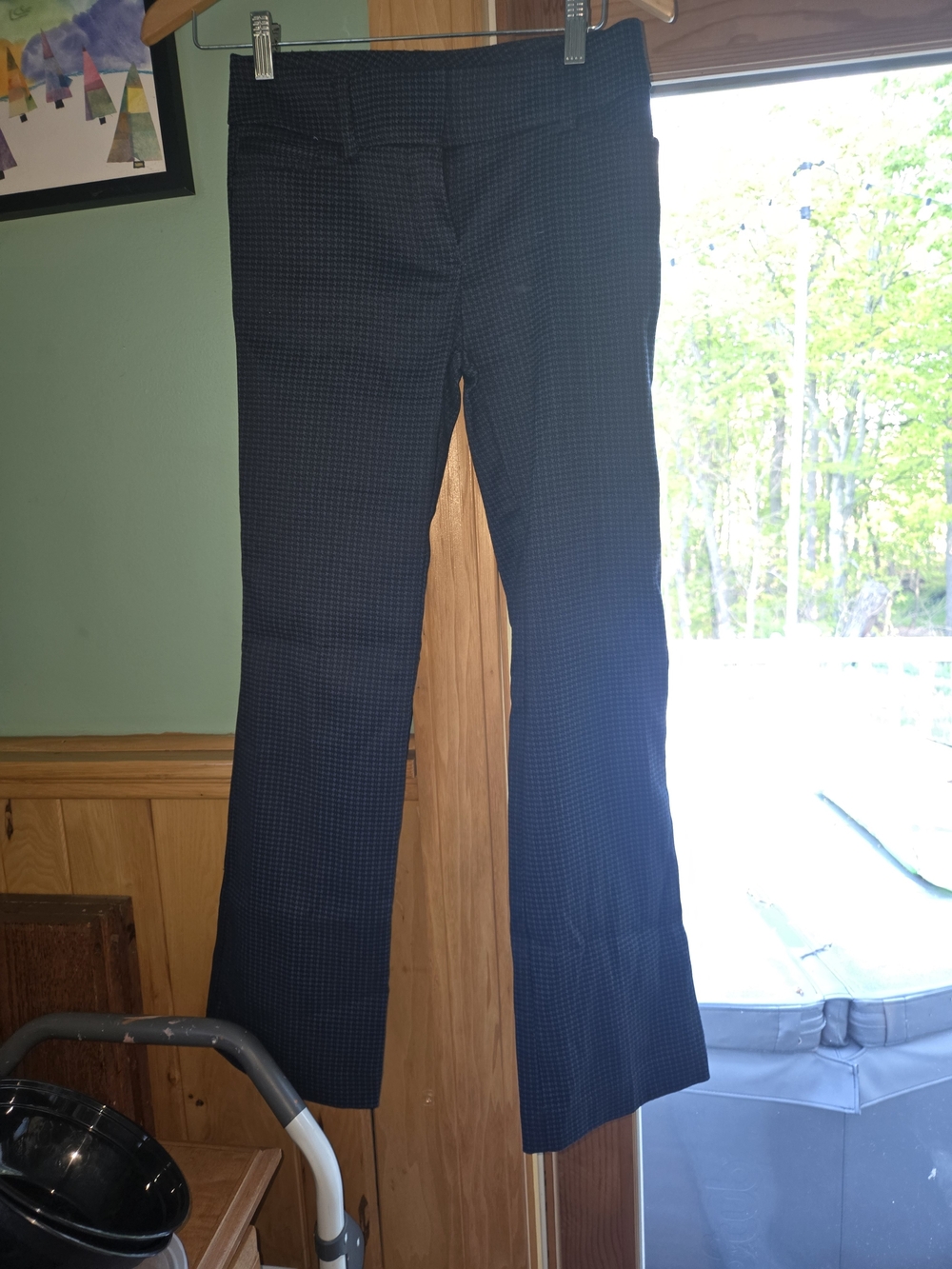 7th Avenue New York And Company Black Micro-Check Bootcut Dress Pants